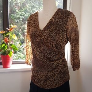 Caribe USA Leopard Wrap Top XL
